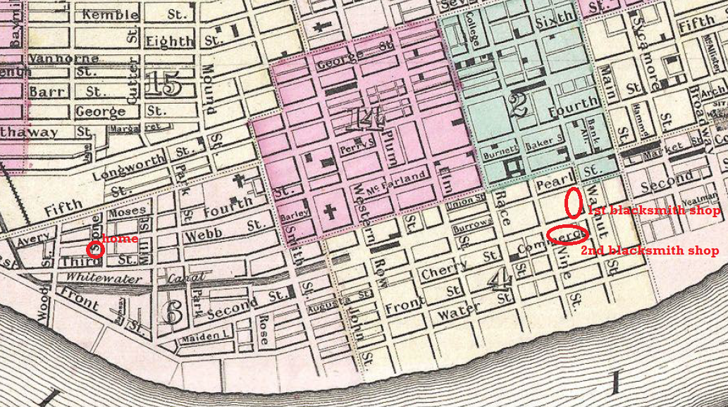 Joseph & Edith Fossett locations in downtown Cincinnati