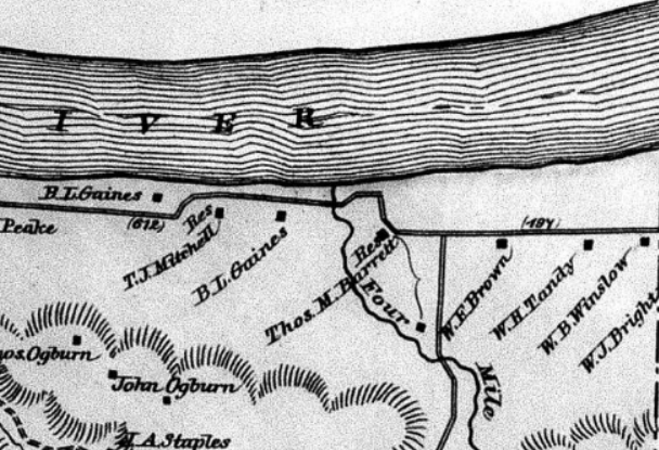Lines in the Ohio River depicting movement around a high point in the middle of the river